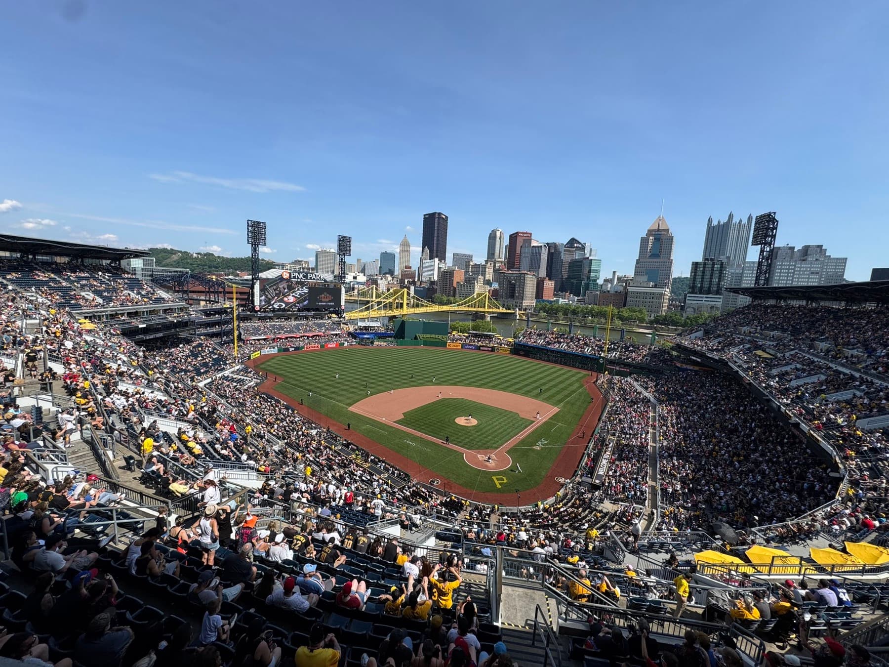 Aerial view of PNC Park on the North Shore of Pittsburgh